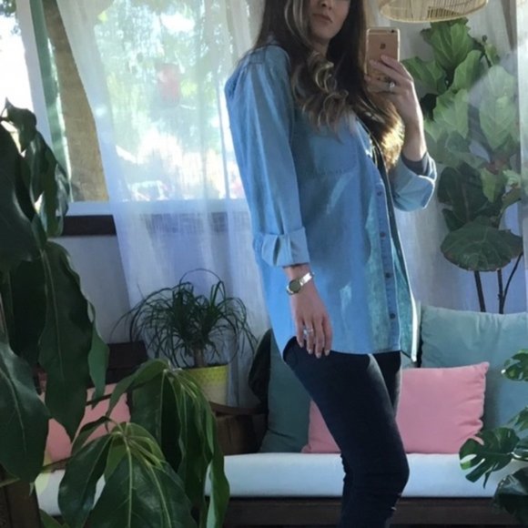 One Teaspoon Vintage Denim Button Down Shirt Chambray medium Blue wash Size XS - Picture 4 of 16